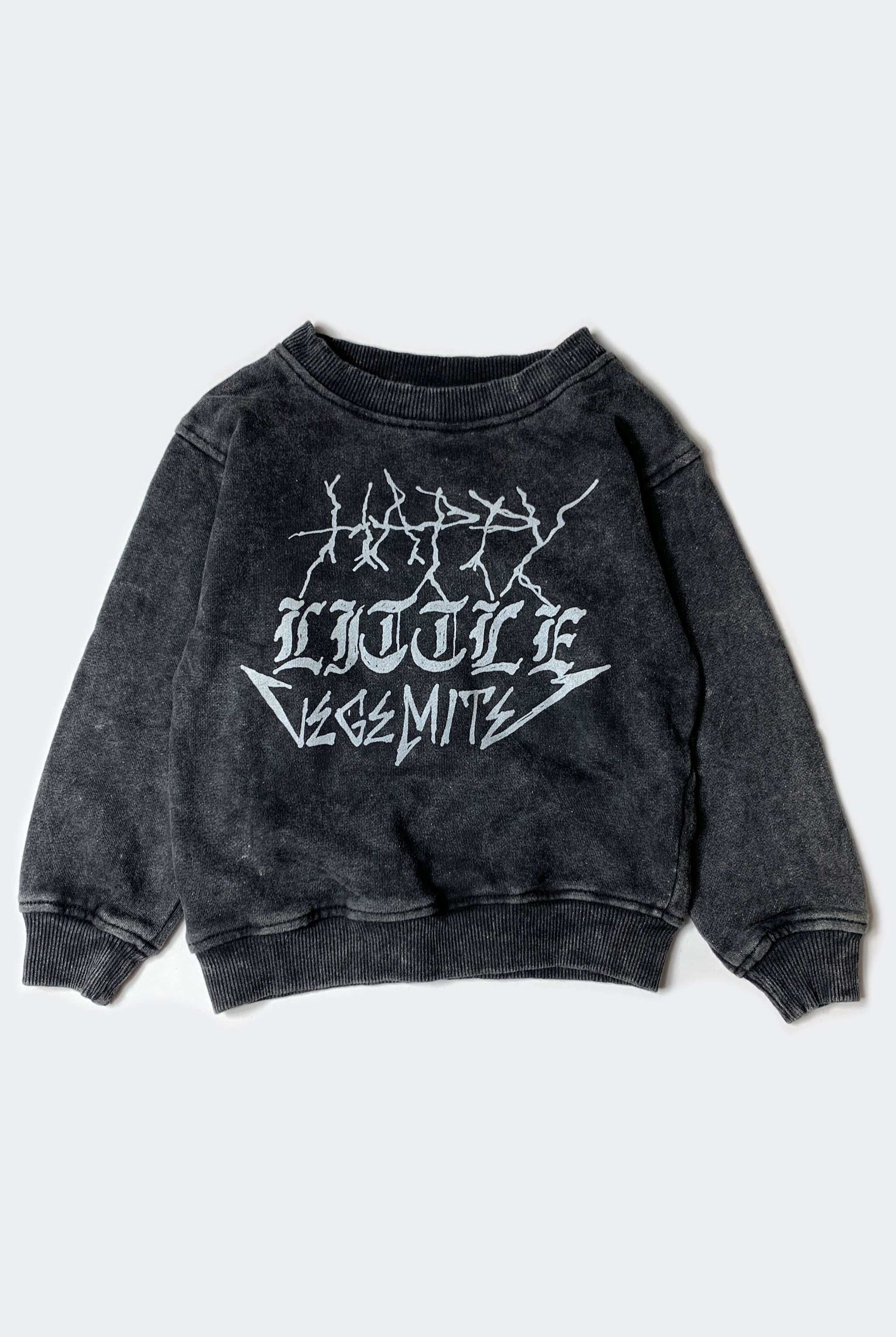 HAPPY SWEATSHIRT / WASHED BLACK - youngandrestlesskids 